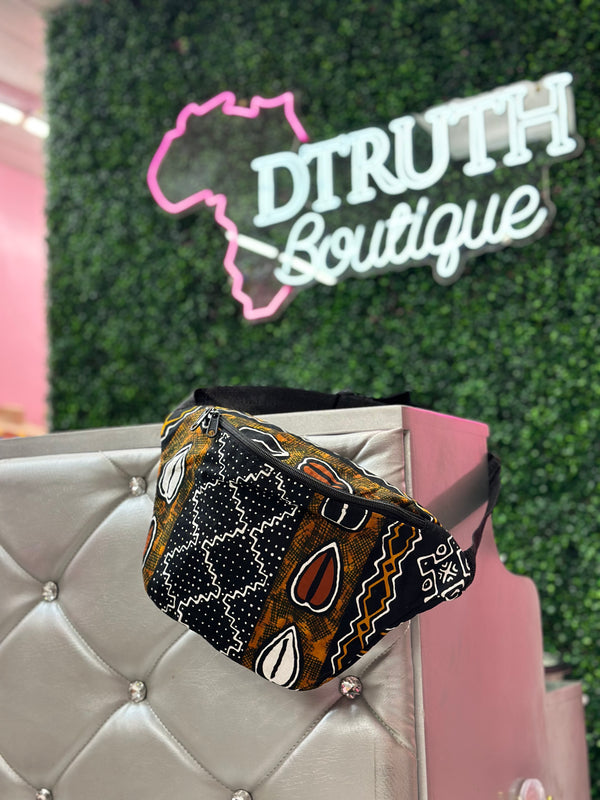 Cowrie Ankara Crossbody Bag