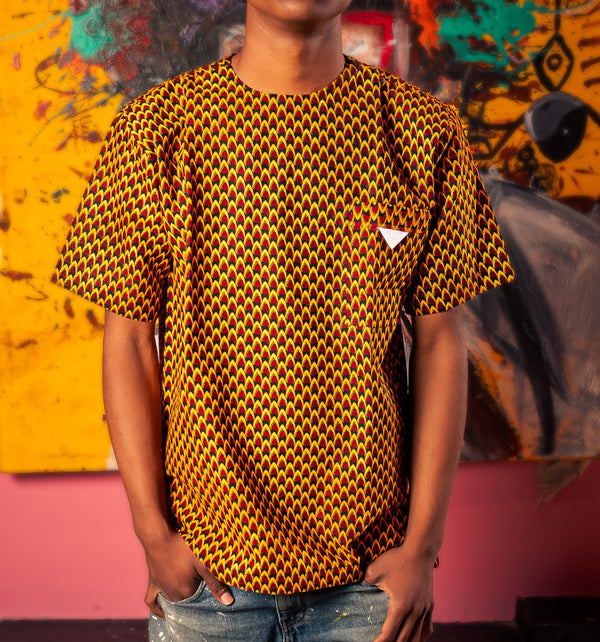 MEN'S AFRICAN PRINT SHORT SLEEVE TRADITIONAL SHIRT (VILLAGE OF HOPE)