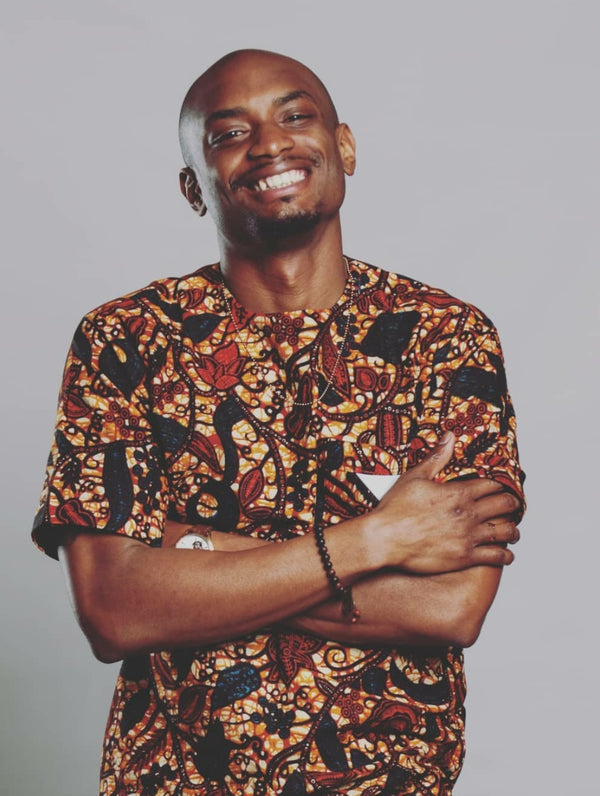 MEN'S AFRICAN PRINT SHORT SLEEVE TRADITIONAL SHIRT (VINTAGE)